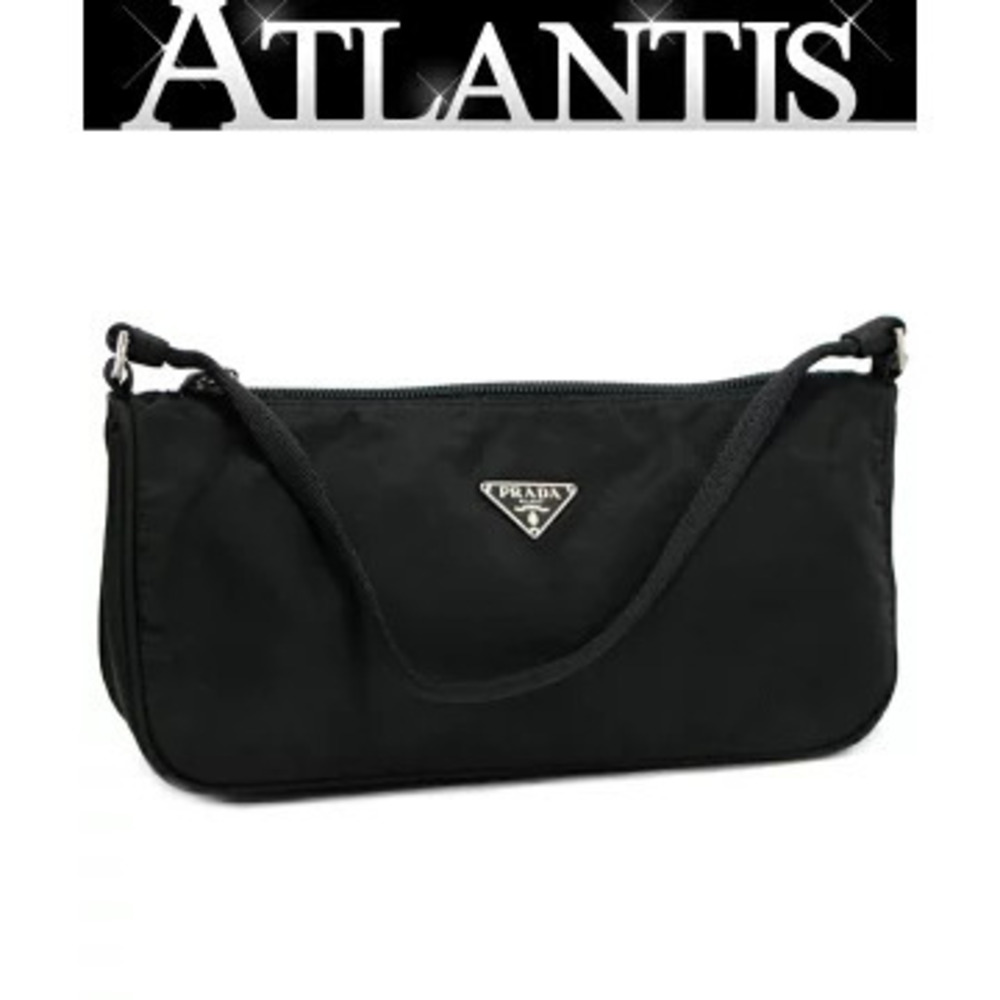 Prada Triangle Logo Clutch Handbag Black